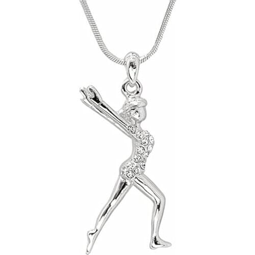 Customize Alloy Metal Sport Gym Spirit Gymnastic Girl Pendants Necklace With Snake Chain
