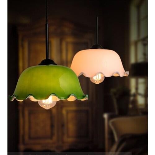 Retro personality single glass pendant lights kitchen cafe bar lamp Chinese lotus lamp shade old Shanghai small ZS107