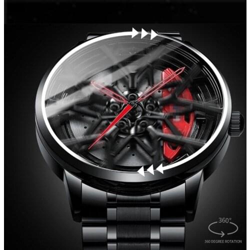 3D Model Spinning Car Rim Wheel Watch 360 Degree Rotation Watch For Men Watches Quartz Wristwatches Rim Hub Wacthes Brand New