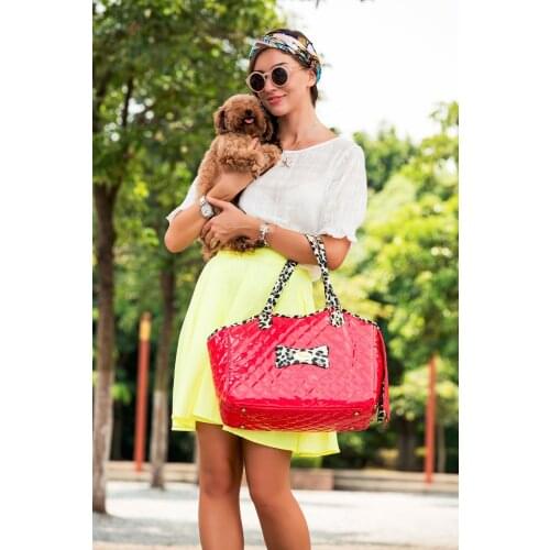 Rose Red Pu Cotton Mixted Embroidery Pet Dogs Carrier Bag Free Shipping Fashion Small Puppy Dogs Bag