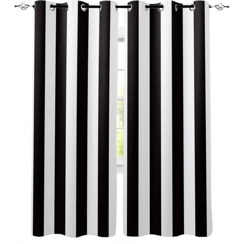 Black White Stripes Curtains For Kitchen Bedroom Window Treatment Curtains for Living Room Drape Home Decoration