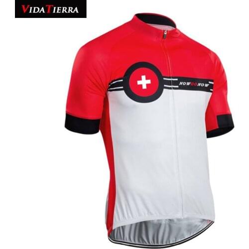 VIDATIERRA 2019 cycling jersey white red bike wear Swiss national team cycling jersey 2019 pro team classic leader Summer cool