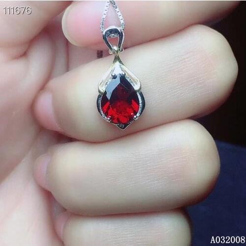 KJJEAXCMY fine jewelry 925 pure silver inlaid natural garnet girl new Pendant Necklace popular clavicle chain support test