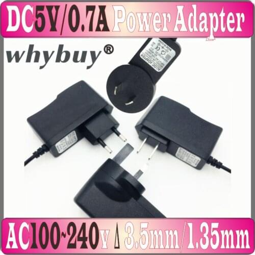 EU/US/AU/UK Plug AC Power Adapter Charger 5v0.7a AC to DC 100V-240V Adapter Output 5V 0.7A 700mA DC Connector 3.5mm*1.35mm Prom