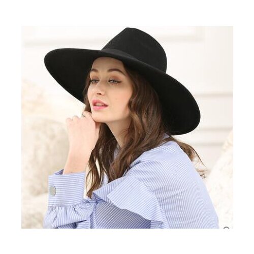 Super Big Stiff Brim Fedora Hat Black Khaki Women Bow Jazz Hat Australian Wool Felt Casual Winter Fedora Hat Mujeres Sombrero
