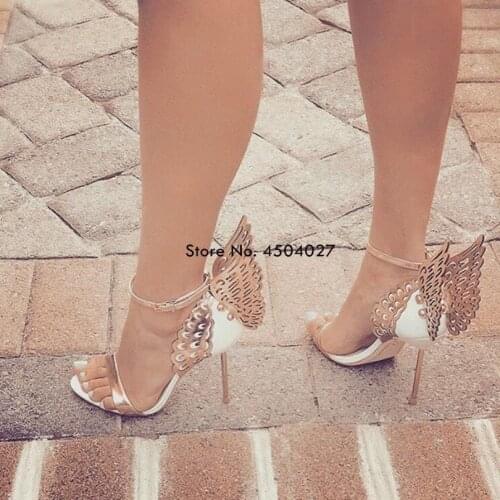 New Women Butterfly Wings High Heel Shoes For Women Sexy Peep Toe Stiletto Heel Sandals Party Wedding Shoes Woman Sandals