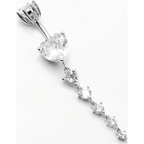 14G Dangle Belly Button Rings for Women Belly Piercing CZ 925 sterling silver navel piercing jewelry
