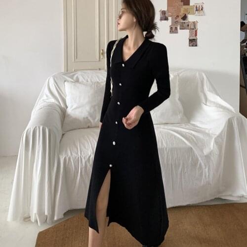 Women Maxi Dress Long Sweater Dresses Slim Slit Knit Long Party Dress Plus Size