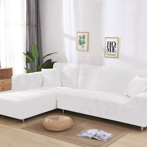 1/2 pieces White Sofa Cover Set Couch Cover Elastic Sofa Covers for Living Room Pets Stretch L Shaped Chaise Longue Sofa Cover