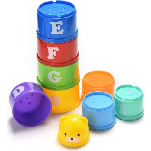 1 Set Hot Sale Educational kids Figures Letters Folding Cup Stacking Pagoda Baby Children Early Intelligence toys