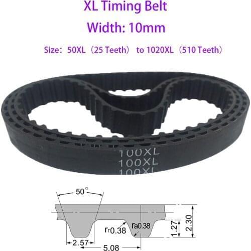 1Pcs Pitch 5.08mm Teeth 86-96 XL Black Rubber Closed Loop Timing Belt 172XL to 192XL Width 10mm For CNC Machine/Step Motor