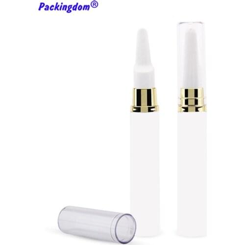 10pcs Airless Pump Bottles Eye Cream Bottle Pen White Vacuum Container Plastic Smear Massage Head Sample Tube Gold Neck 15ml