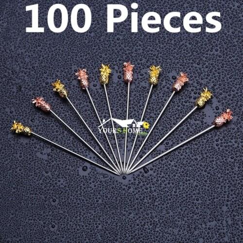100pcs Length-11.5cm Fruit Cocktail Pick Stick Stainless Steel Bar Tools Drink Stirring Sticks Martini Pick Party Barware
