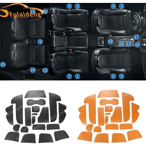 For Volvo XC90 7 seats 2016-2019 PU Leather Non Slip Door slot cup mat storage interior mats Car Styling Accessories 19pcs