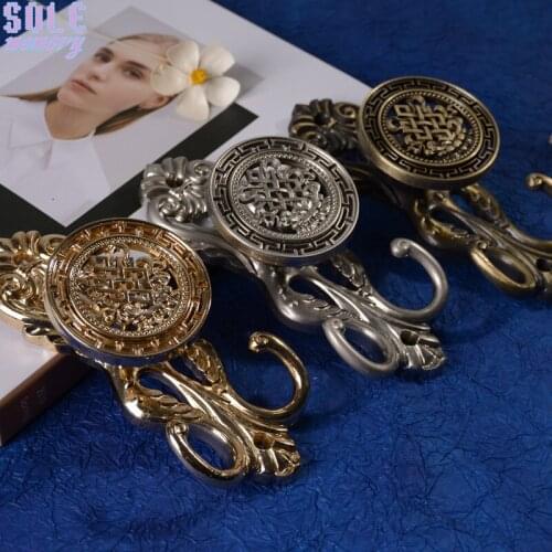 2pcs European Metal Curtain Hooks Alloy Tie Back Tieback Luxury Flower Knot Wall Hooks Hanger Home Decor