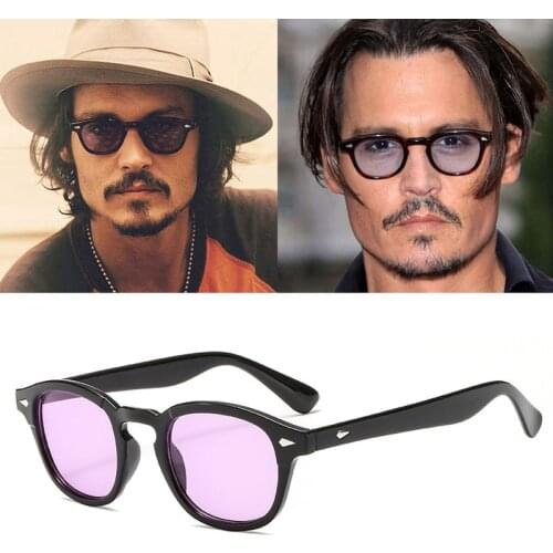 2021 Fashion Johnny Depp Lemtosh Style Round Sunglasses Men Tint Ocean Lens Brand Design Party Show Sun Glasses Oculos De Sol