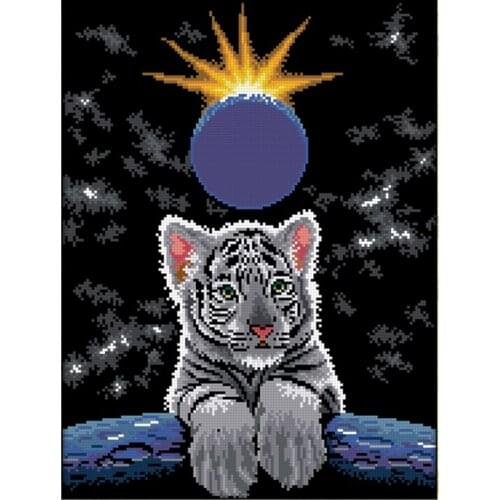 5D DIY Diamond Painting "Moon Tiger Animal" Embroidery Full Square Diamond Cross Stitch Rhinestone Mosaic Painting Decor Gift