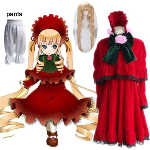 7PCS New Arrival Anime Rose Maiden Cosplay-Rose Maiden Cosplay Shinku Lolita Womens Party Costume for Halloween and wig gift