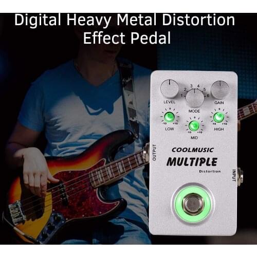 COOLMUSIC A-MT6 Digital Heavy Metal Distortion Effect Pedal Built-in 6 Distortion Effects Aluminum Alloy Shell True Bypass