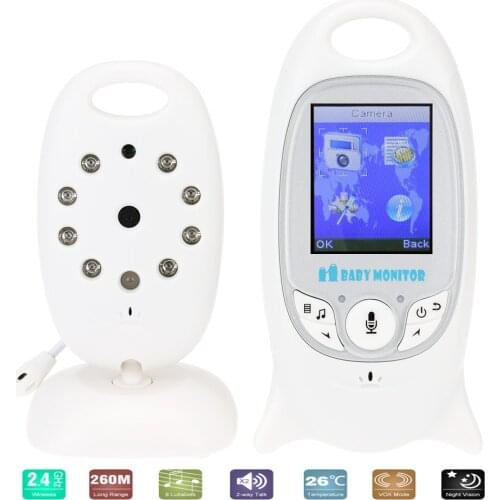 Wireless Video Baby Monitor with 2.0 inch Night Vision 8 LED Temperature Color Security Camera Two Way Audio Monitoring