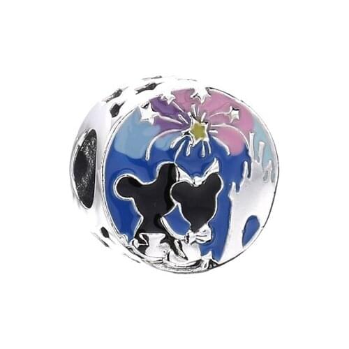 Ajax Charm 925 Sterling Silver Romantic Couples Beads Fit Snake Bracelet DIY Women Jewelry