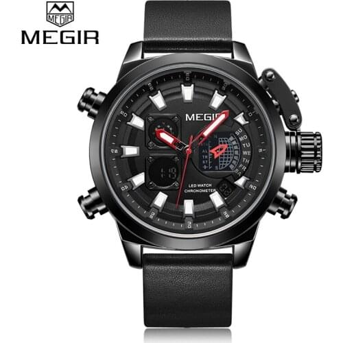 MEGIR Dual Display Sport Watch for Men Digital Analog Quartz Watch Clock Man Military Watches Relogio Masculino Reloj Hombre