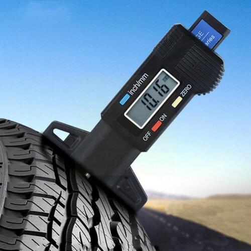 LCD Digital Car Tyre Tread Depth Gauge Caliper Wear Measurement Tool Fraction Display and MM Conversion with Detection Inch B5D5