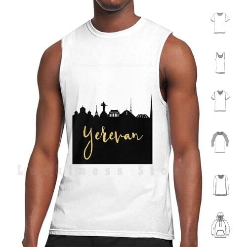 Yerevan Armenia Designer Silhouette Skyline Art Tank Tops Vest Sleeveless Yerevan Armenia Hayastan Europe Map Silhouette