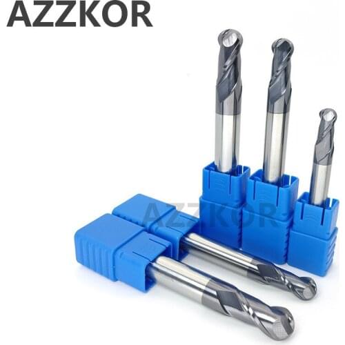 Milling Cutter Alloy Coating Tungsten Steel Tool 100L Hrc50 Lengthening Ball Nose Endmills AZZKOR Top Endmill R8/R10x150L