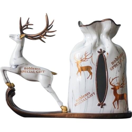 Ceramic Deer Statues European-style Simple Deer Tissue Box Paper Drawer Box Home Living Room Coffee Table Napkin Box Decoration
