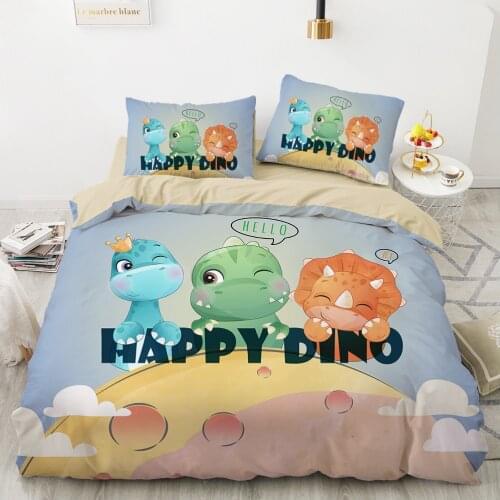 Cartoon Kids Bedding set for Baby children Dinosaur jurassic park Single 140x200 Twin size bedding duvet cover set Bed linen set