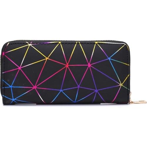 Womens Wallet Lady Fashion Geometric Pattern PU Leather Elegant Long Wallet Portable Big Capacity Clutch Purse Card Holder New