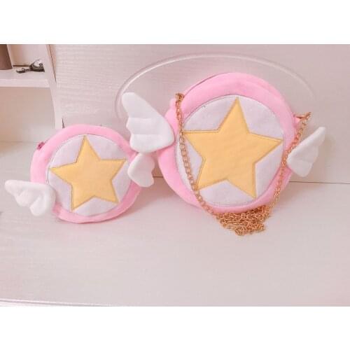 Cosplay Anime Card Captor Sakura Soft Fluffy Plush Magic Stick Wand Coin Purse Lovely Totoro Bear Chain Shoulder Crossbody Bag