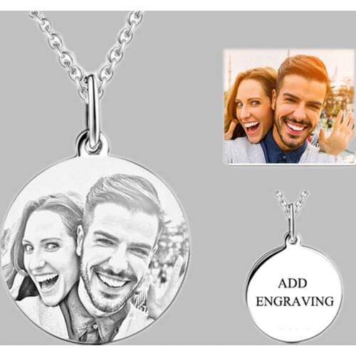 Custom Lovers Photo Silver Necklace Pendant Engraved Name 925 Sterling Silver Family Necklace Women Men Memorial Birthday Gift