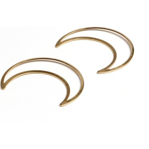 Brass Geometric Charms, Raw Brass Earrings Findings,Raw Brass Pendant, Moon shaped Earrings Brass Charm,50x44mm,RB1335