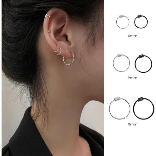 Trendy Men Women Circle Earring Ear Bone Ring Simple 6mm 9mm 11mm Anti Allergy Earring Unisex Temperament Small Hoop Earrings