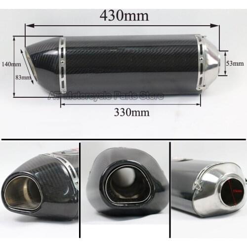 53mm Inlet Motorcycle Exhaust Modified Muffler Pipe Pipe For Sport Racing Motorbike Real Full Carbon Fiber