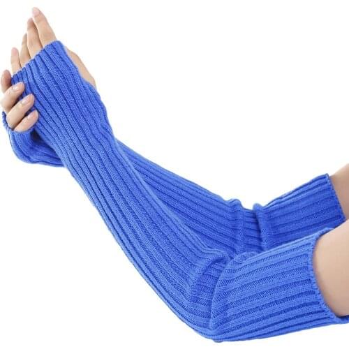 Fashion Women Glove Stretchy Long Sleeve Fingerless Gloves Warm Knitted Mittens Arm Warmers girls Gloves Arm guard