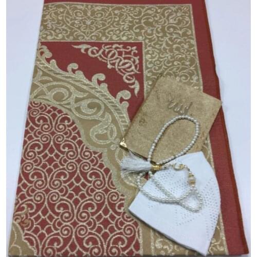 Prayer rug set 4 pieces green muslim set arabic Islam Mevlut Umrah gift Sijadat skullcap prayer rug Yasin i Sharif