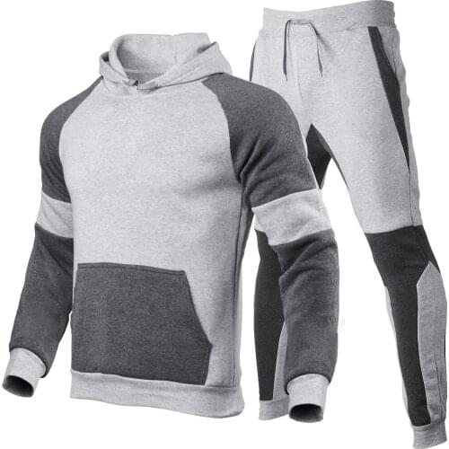 Mens Tracksuit Jogging Suit Patchwork Hoodies Set Man Hoodies and pants Male Work Out Clothes Jogger Set Gym Clothing Set