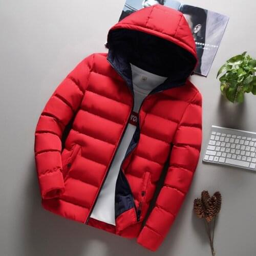 Mens Winter Down Jacket with Hood Winter Mens Warm Jacket Coat Casual Fall Stand Collar Down Thick Hat White Duck Skin Coat