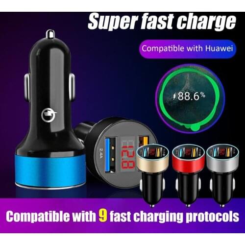 New Hot Auto Accessories Dual USB Digital Display Car Charger Portable Car Cigarette Lighter With LED Display Car Charger
