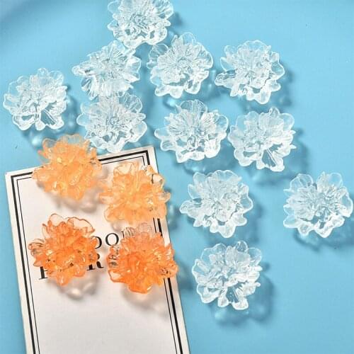 New style 60pcs/lot 23mm color transparent rose flowers shape flatback beads diy jewelry earring/garment accessory