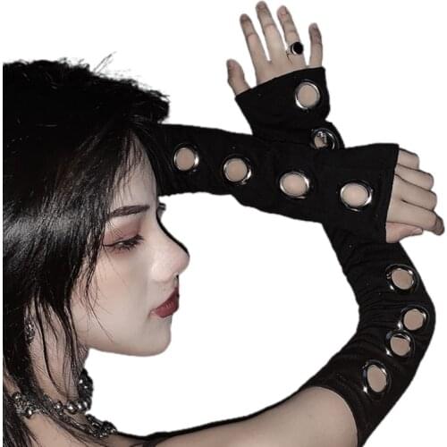 Punk Gothic Hand Gloves Stretchy Long Fingerless Sleeves Arm Warmer Sleeve Hollow Out Arm Sleeves Elbow Length Sleeves