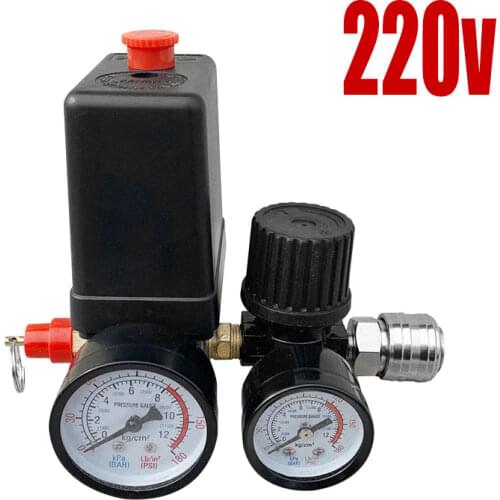 220V/380V Regulator Duty Air Compressor Pump Pressure Control Switch 3000L/min Air Pump Control Valve 0-180 PSI With Gauge