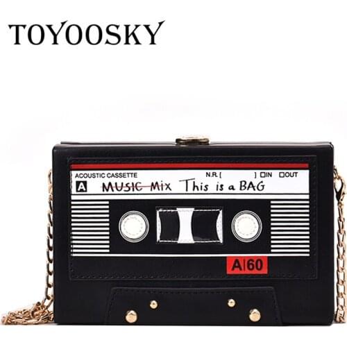 TOYOOSKY Designer Tape Shape Women Shoulder Bag Vintage Chain Crossbody Bag Clutch Mini Handbag Ladies Evening Party Bag