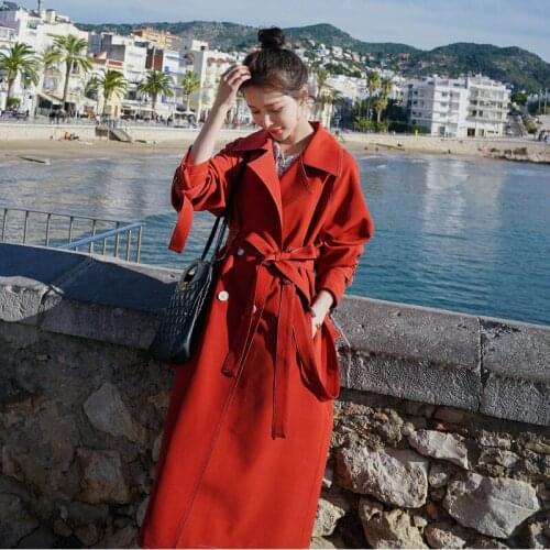 Trendy Trench Coat Womens Mid-length Section 2020 New Spring Coat Korean Loose Fashion Office Outerwear Bandage Overcoat r326