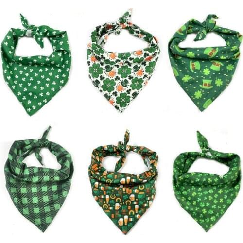 4pic/set St. Patricks Day Triangle Towel for Pet Irish Day Dog and Cat Spit Towel for Pet Dog and Cat Scarf