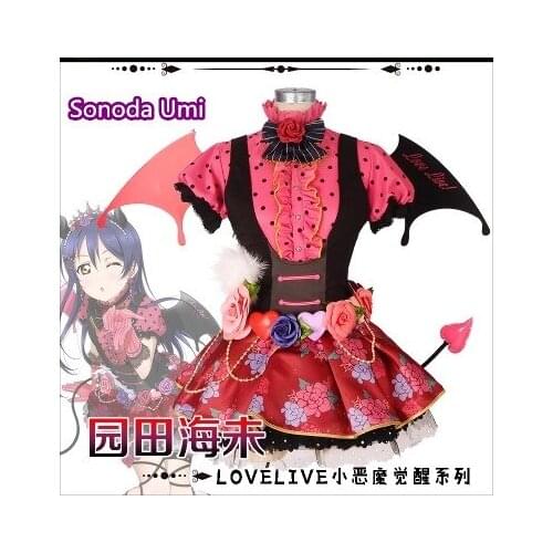[Stock] Anime! Lovelive Sonoda Umi Little Devil Awakening Cosplay Costume For Women dress+petticoats Free Shipping