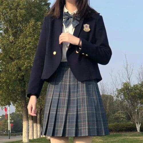 School Uniform Japanese Womens Girls Spring Autumn Collarless Suits Blazer Long Sleeve Jackets Coats For JK School Uniform